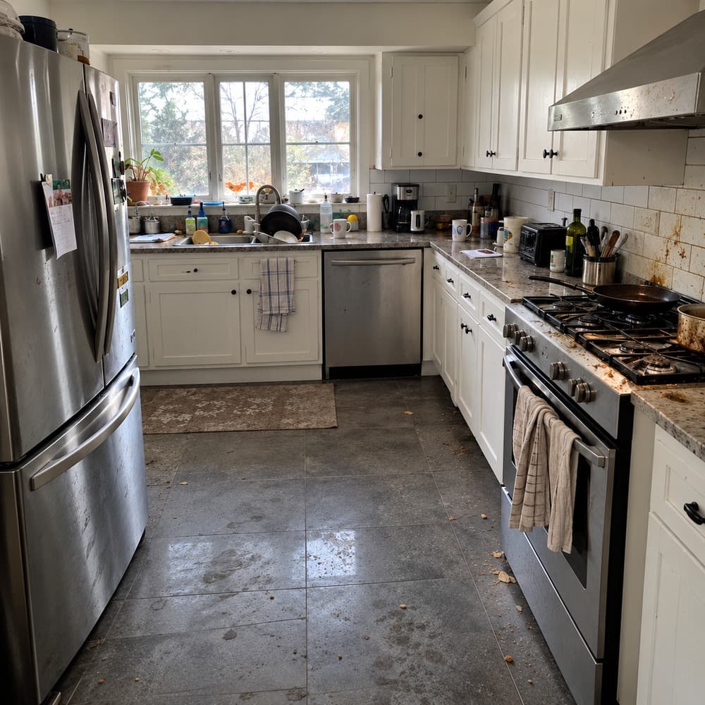 Illustrative example: home kitchen before professional cleaning